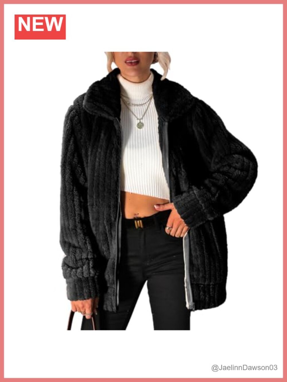 Vipwest Women's Fleece Jacket Full Zip Long Sleeve Lapel Collar Sherpa Coat